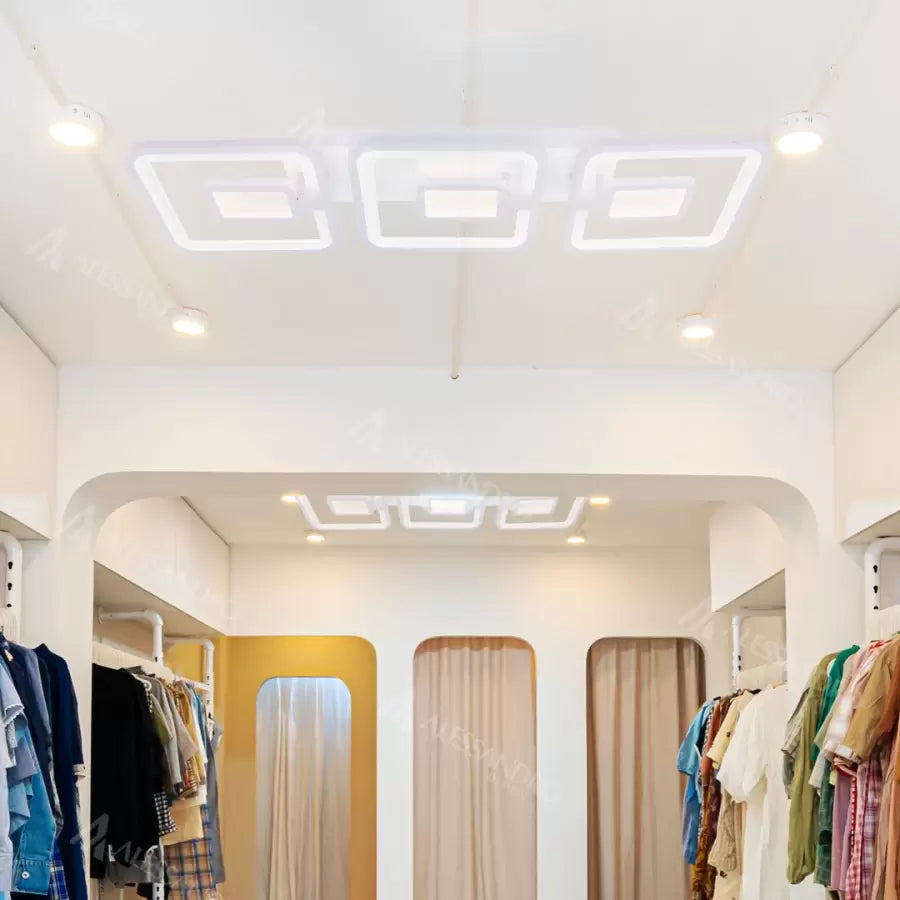Lustra LED cu telecomanda FELIX 75W, 3 Patrate, lumina Rece/Calda/Neutra, Dimabila, Alb [3]