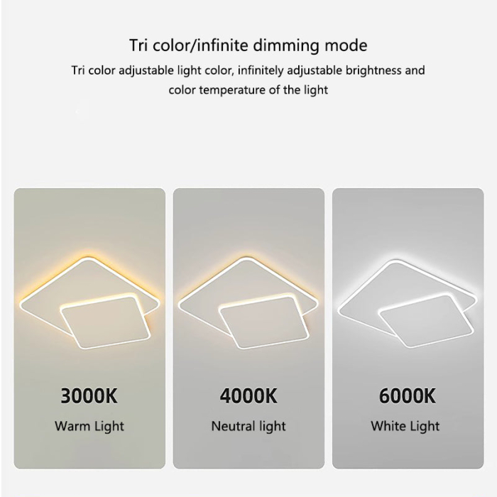 Lustra LED moderna cu telecomanda 98W, design geometric 2 patrate interconectate, lumina calda rece neutra, finisaj alb [3]