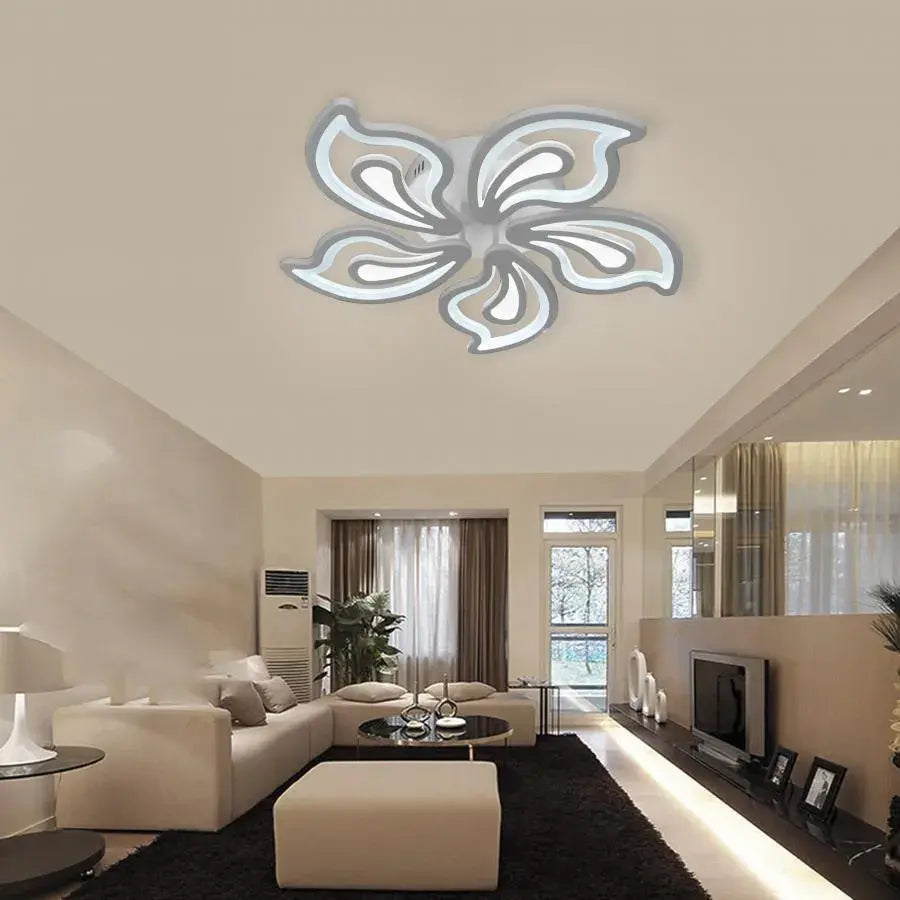 Lustra LED cu telecomanda GLORIOSA 150W, 5 Petale, lumina Rece/Calda/Neutra, Dimabila, Alb - Copie [2]