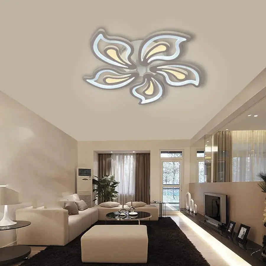 Lustra LED cu telecomanda GLORIOSA 150W, 5 Petale, lumina Rece/Calda/Neutra, Dimabila, Alb - Copie [1]