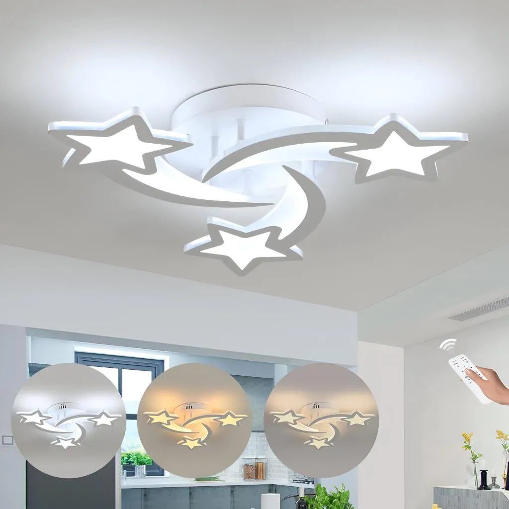 Lustra LED cu telecomanda IPOMOEA 48W, 3 Stele, lumina Rece/Calda/Neutra, Dimabila, Alb [3]