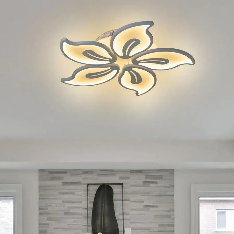 Lustră LED 73W, 5 Petale, Alb – Dimabilă, Telecomandă - Design Modern [1]