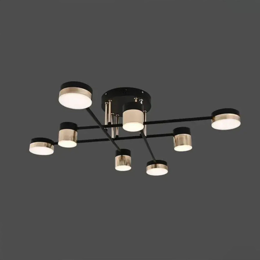 Lustra LED cu telecomanda JAYSON 57W, 8 Elemente, lumina Rece/Calda/Neutra, Dimabila, Negru Auriu Lucios [2]