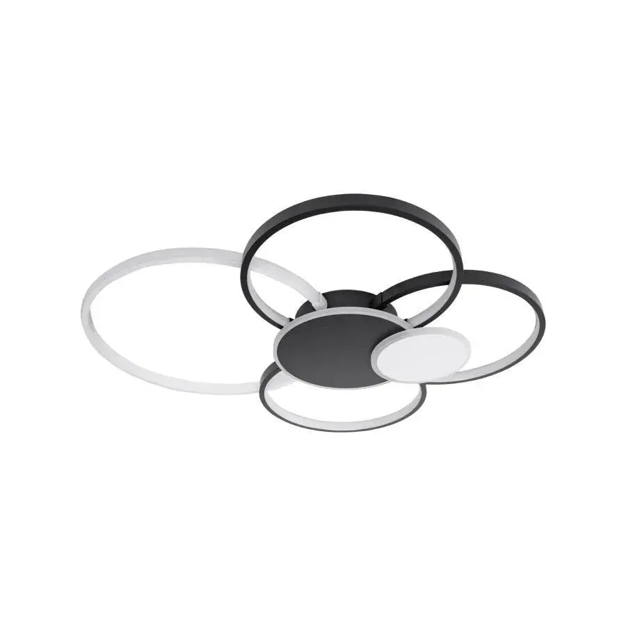 Lustra LED cu telecomanda KILLIAN 74W, 6 Cercuri, lumina Rece/Calda/Neutra, Dimabila, Negru Alb [4]