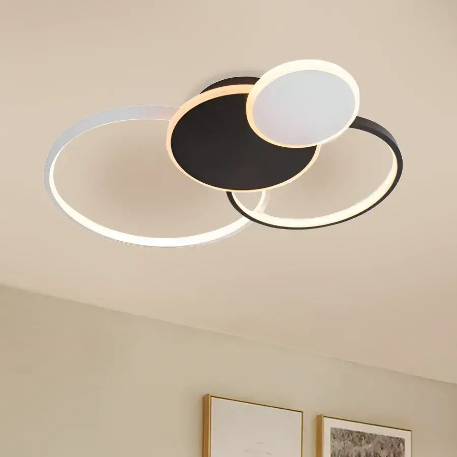 Lustra LED cu telecomanda KILLIAN 80W, 4 Cercuri, lumina Rece/Calda/Neutra, Dimabila, Negru Alb [2]