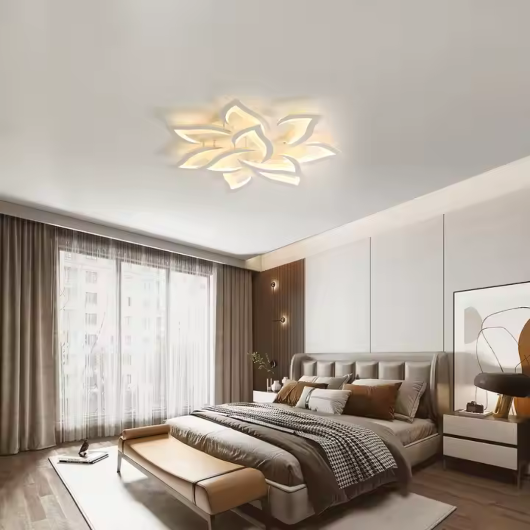 Lustra LED cu telecomanda LOTUS 110W, 9 Petale, lumina Rece/Calda/Neutra, Dimabila, Alb [4]