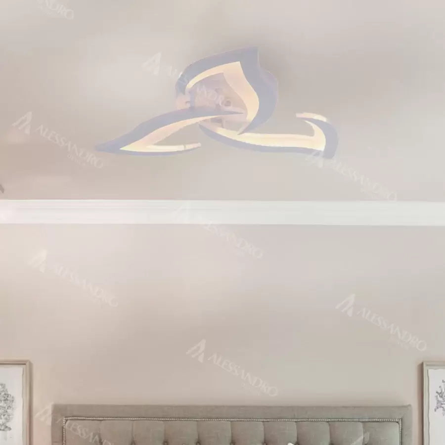 Lustra LED cu telecomanda LOTUS 34W, 3 Petale, lumina Rece/Calda/Neutra, Dimabila, Alb [1]