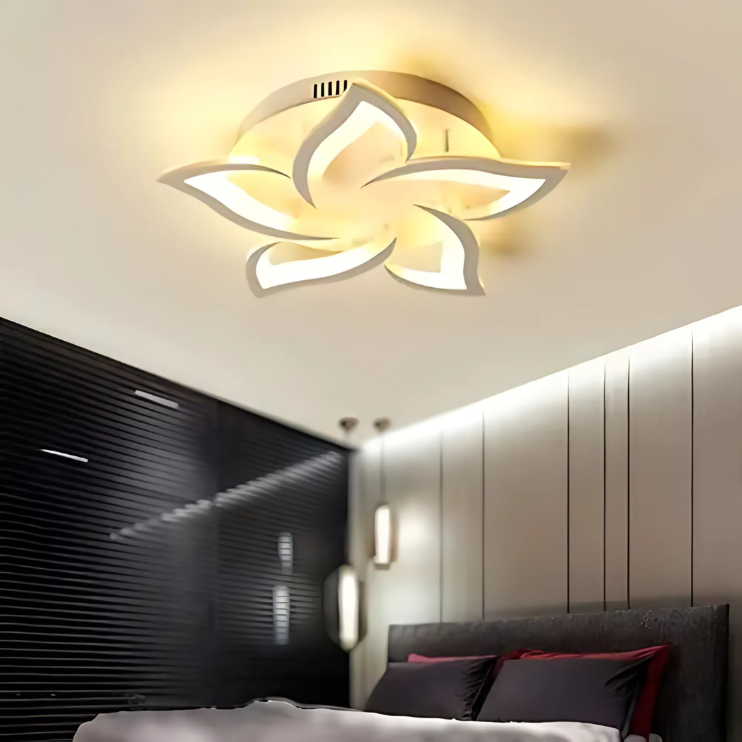 Lustra LED cu telecomanda LOTUS 74W, 5 Petale, lumina Rece/Calda/Neutra, Dimabila, Alb [2]