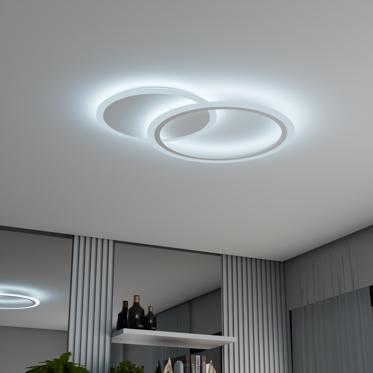 Lustra LED cu telecomanda LUCY 40W, 2 Cercuri, lumina Rece/Calda/Neutra, Dimabila, Alb [4]