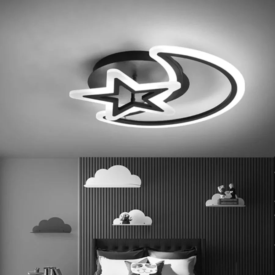 Lustra LED cu telecomanda LUNA SI STEA 45W, 2 Elemente, lumina Rece/Calda/Neutra, Dimabila, Negru [2]