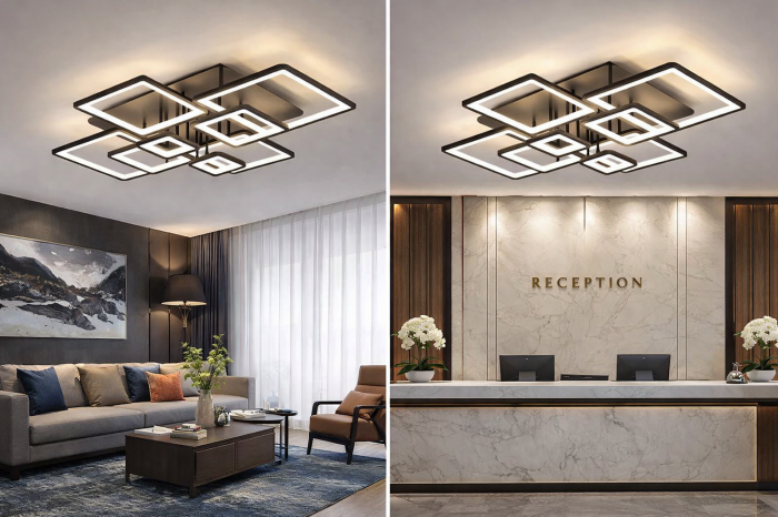 Lustra LED Lux 240W cu Telecomanda, 8 Module Patrate, Dimabila, 14880lm, Lumina Rece Calda Neutra, Negru Mat [2]