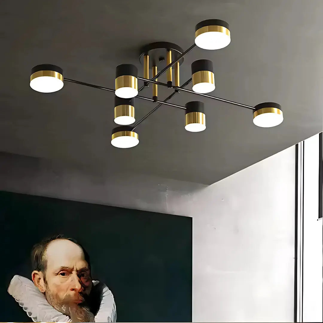 Lustra LED 32W dimabila cu telecomanda, 8 elemente, negru-auriu [4]