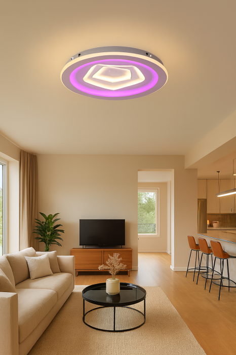 Lustra LED cu telecomanda RGB, 180W, lumina 3CCT , Alb [2]