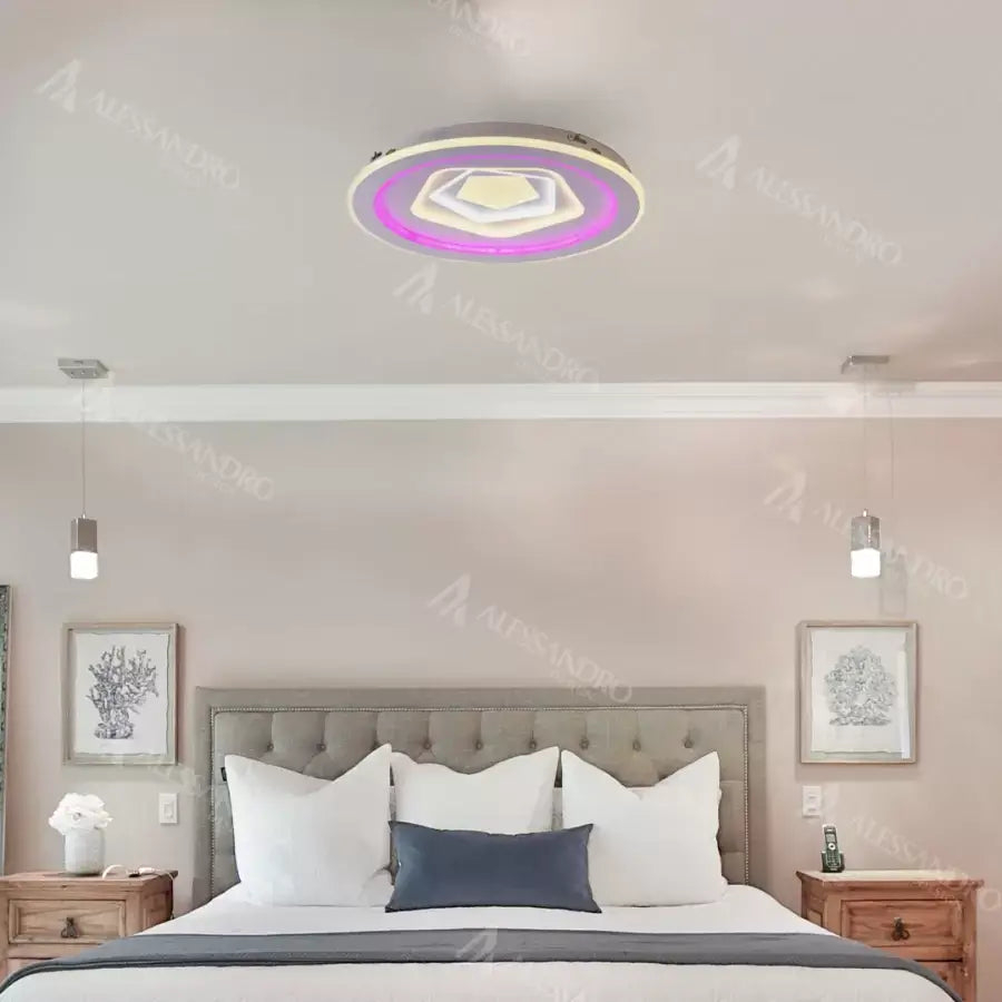 Lustra LED cu telecomanda MEIRA RGB, 180W, lumina Rece/Calda/Neutra, Dimabila, Alb [1]