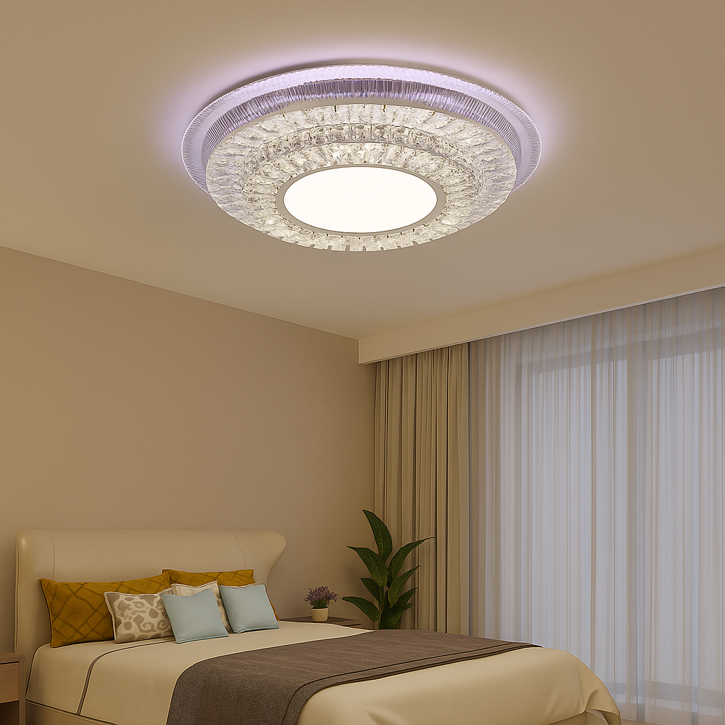 Lustra LED cu telecomanda MIRALUX RGB, 70W, lumina Albastra/Rece/Calda, Dimabila, Alb [3]