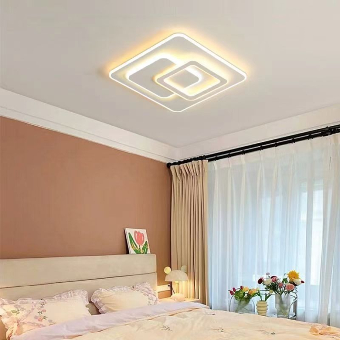 Lustră LED cu telecomandă, 120W, alb mat, patrata, lumina rece/calda/neutra, dimabilă, design modern [2]