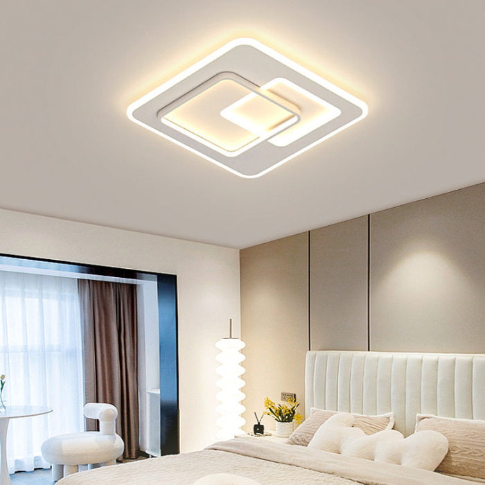 Lustră LED cu telecomandă, 120W, alb mat, patrata, lumina rece/calda/neutra, dimabilă, design modern [3]