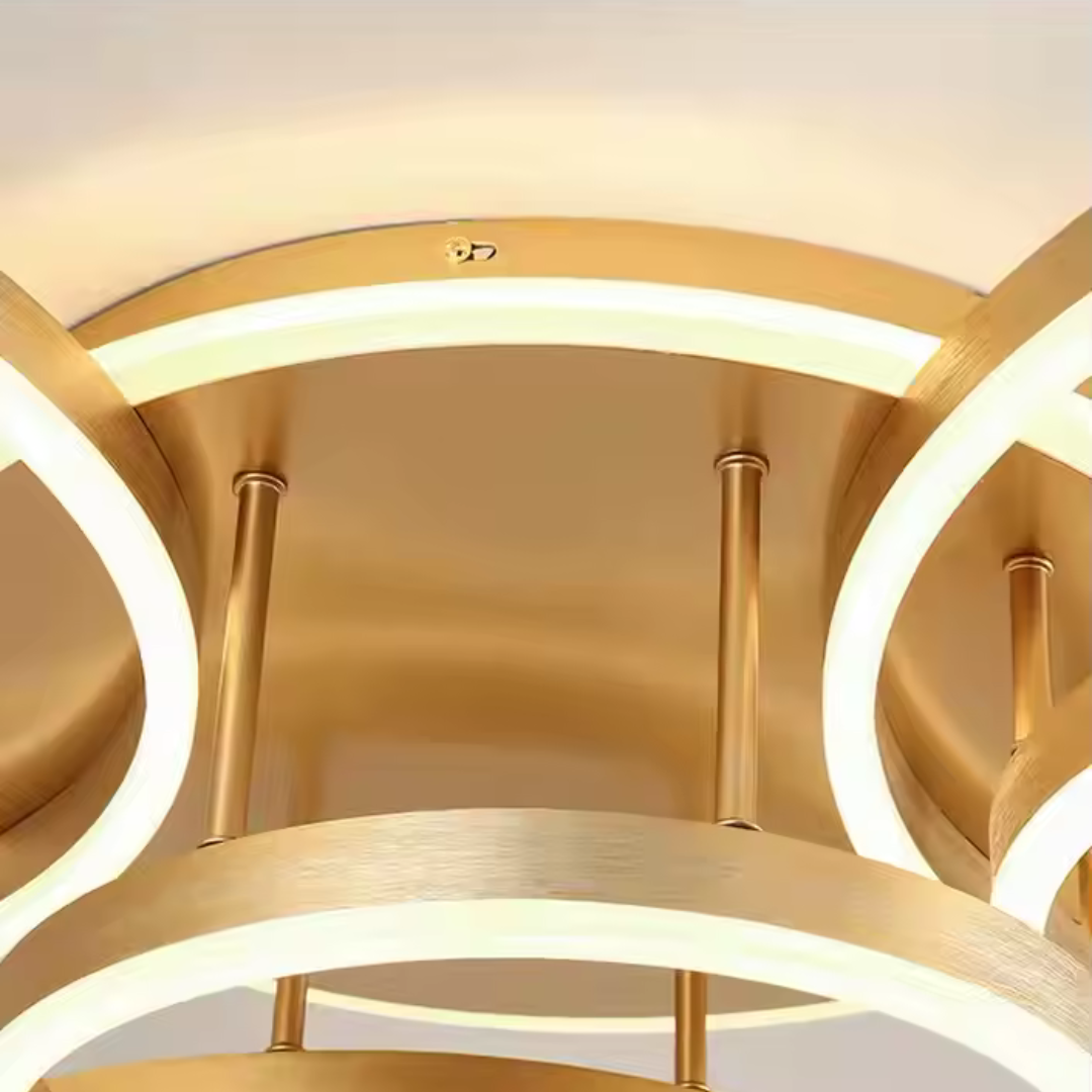 Lustra LED cu telecomanda RIGA LILITH 94W, 3 Cercuri, lumina Rece/Calda/Neutra, Dimabila, Auriu Lucios [2]