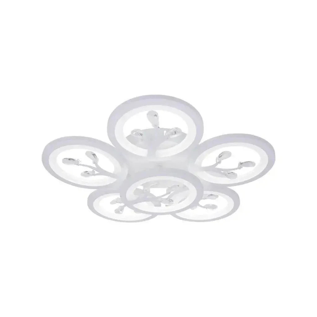 Lustra LED cu telecomanda si cristal DAISY 72W, 6 Elemente, lumina Rece/Calda/Neutra, Dimabila, Alb [4]
