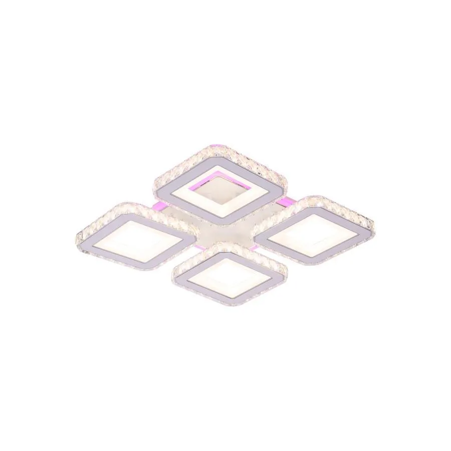 Lustra LED RGB cu telecomanda, 4 forme patrate, lumina reglabila si accente cristal [4]