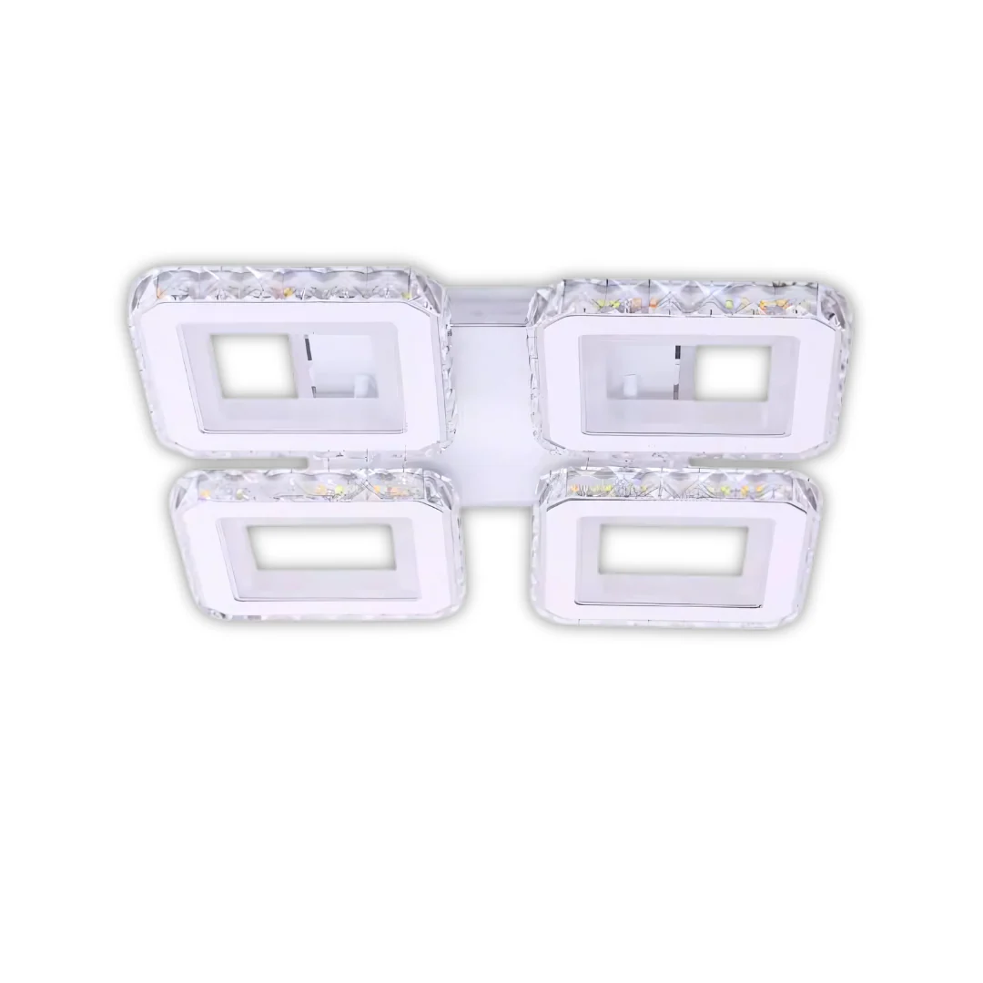 Lustra LED RGB cu telecomanda, 4 forme patrate, lumina reglabila si accente cristal [7]