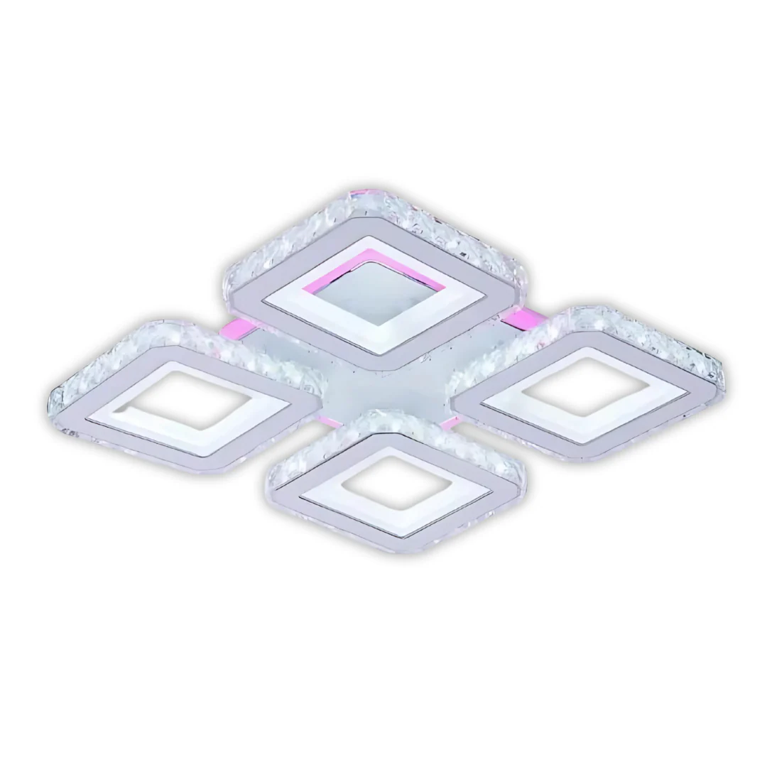 Lustra LED RGB cu telecomanda, 4 forme patrate, lumina reglabila si accente cristal [8]