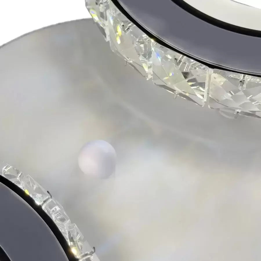 Lustra LED cu telecomanda si cristal NOVA ROTONDA 29W, 2 Cercuri, lumina Rece/Calda/Neutra, Alb [2]
