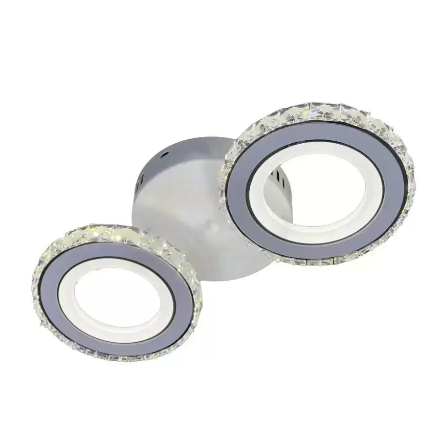Lustra LED cu telecomanda si cristal NOVA ROTONDA 29W, 2 Cercuri, lumina Rece/Calda/Neutra, Alb [1]