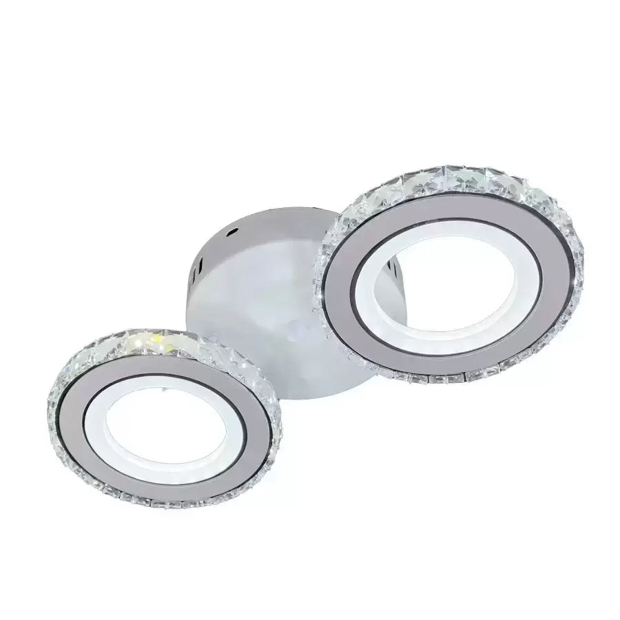 Lustra LED cu telecomanda si cristal NOVA ROTONDA 29W, 2 Cercuri, lumina Rece/Calda/Neutra, Alb [4]