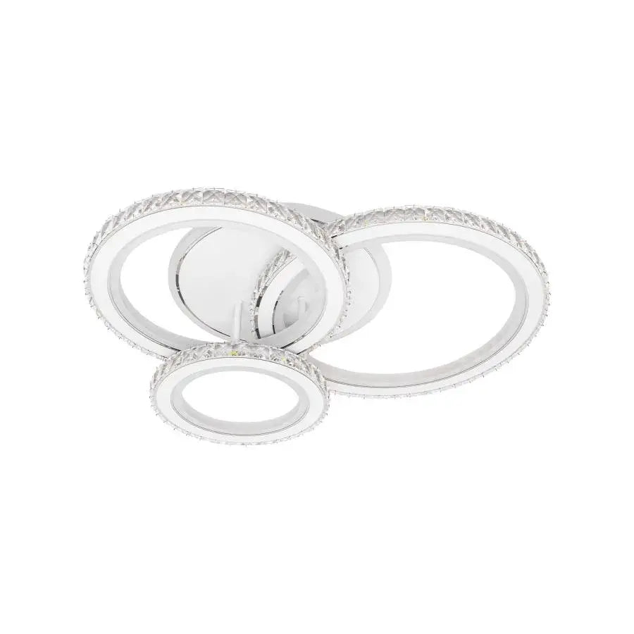 Lustra LED cu telecomanda si cristal NOVA ROTONDA RGB 154W, 3 Cercuri, lumina Rece/Calda/Neutra, Dimabila, Alb [3]
