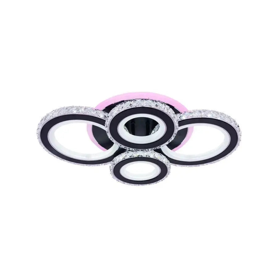 Lustra LED cu telecomanda si cristal NOVA ROTONDA RGB 68W, 4 Cercuri, lumina Rece/Calda/Neutra, Dimabila, Negru [3]
