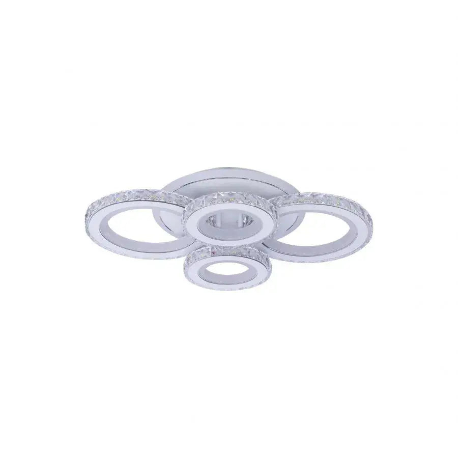 Lustra LED cu telecomanda si cristal NOVA ROTONDA RGB 86W, 4 Cercuri, lumina Rece/Calda/Neutra, Dimabila, Alb [3]
