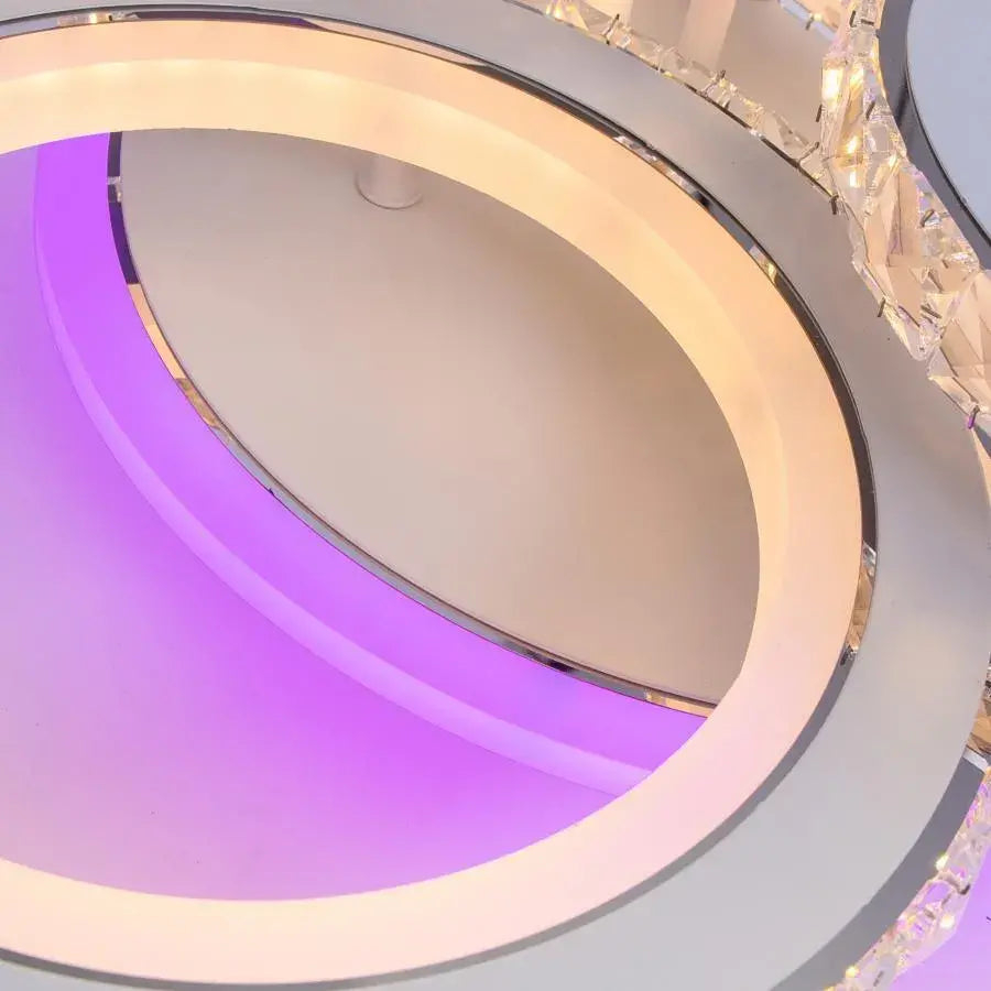 Lustra LED cu telecomanda si cristal NOVA ROTONDA RGB 86W, 4 Cercuri, lumina Rece/Calda/Neutra, Dimabila, Alb [4]