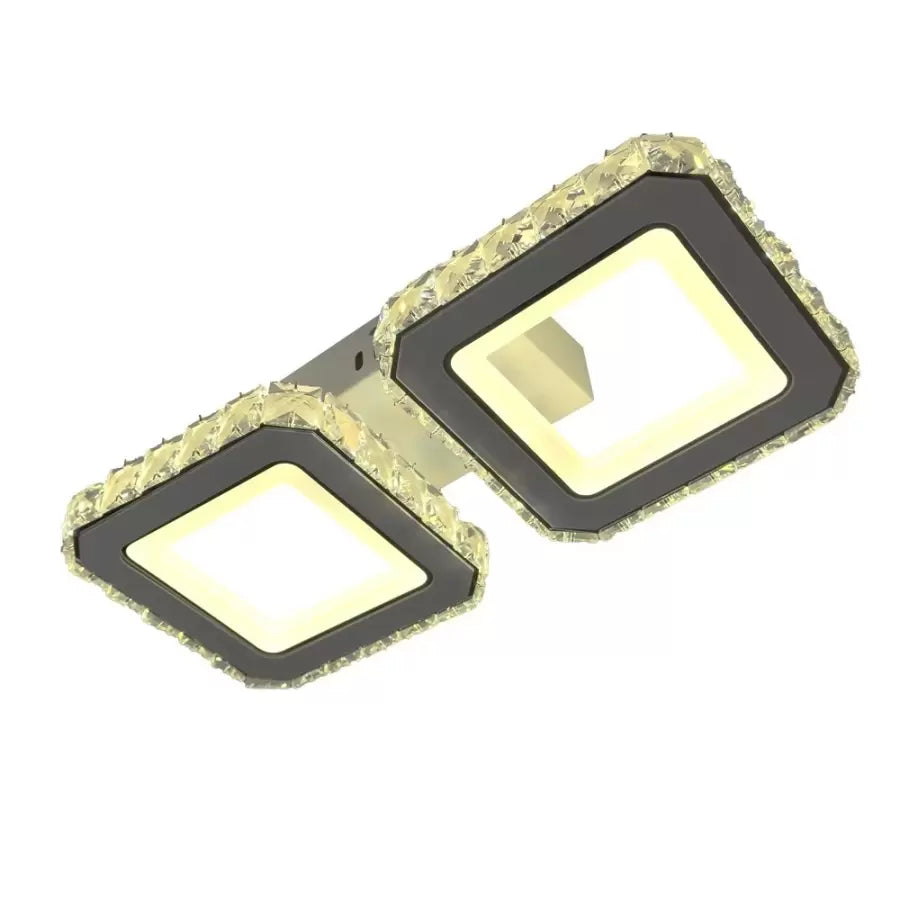 Lustra LED cu telecomanda si cristal QUADRIS 24W, 2 Patrate, lumina Rece/Calda/Neutra, Dimabila, Alb [3]