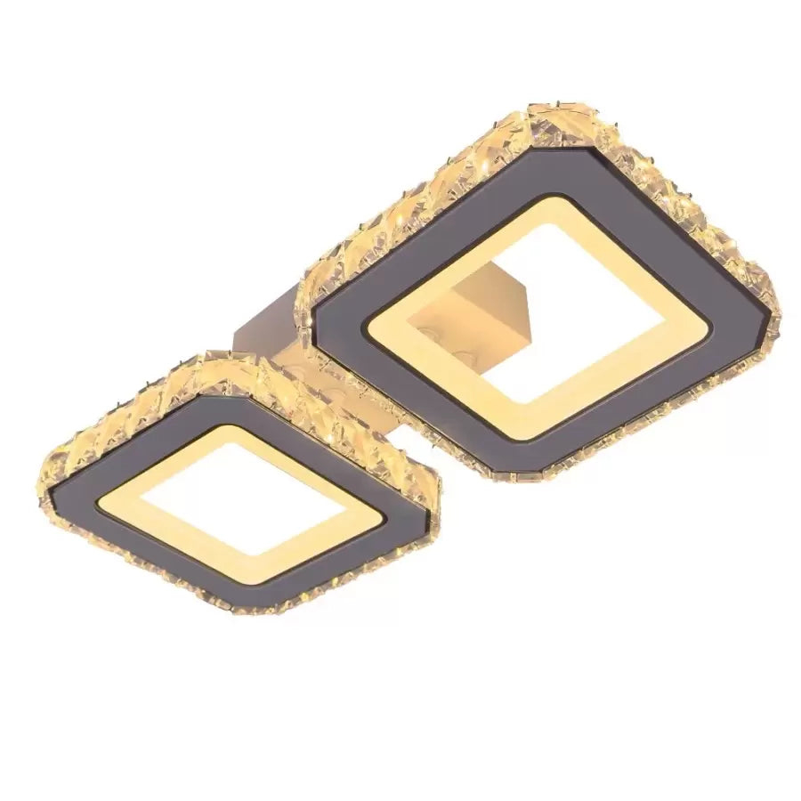 Lustra LED cu telecomanda si cristal QUADRIS 24W, 2 Patrate, lumina Rece/Calda/Neutra, Dimabila, Alb [4]
