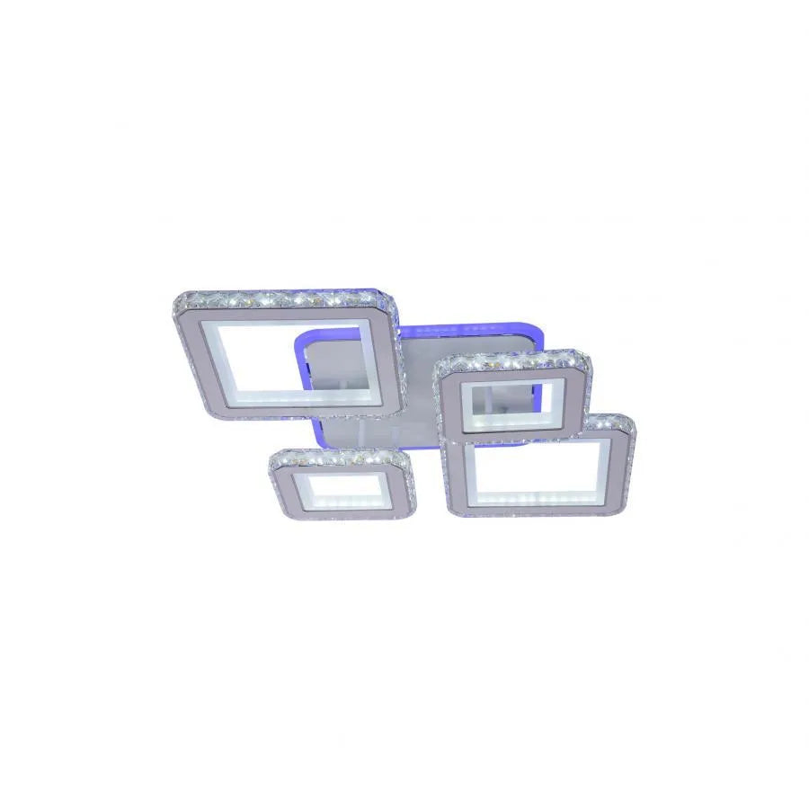 Lustra LED cu telecomanda si cristal QUADRIS RGB, 78W, 4 Patrate, lumina Rece/Calda/Neutra, Dimabila, Alb [3]