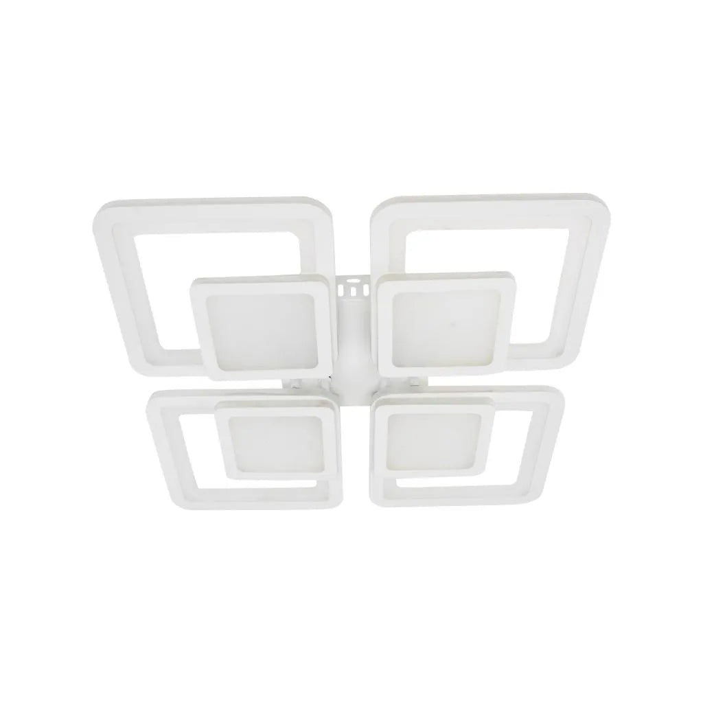 Lustră LED 140W, 4 Pătrate, Alb – Dimabilă, Telecomandă - Design modern [4]