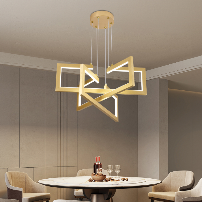 Lustra LED Alessandro73W telecomanda, 3 brate, lumina dimabila rece calda neutra, auriu [3]