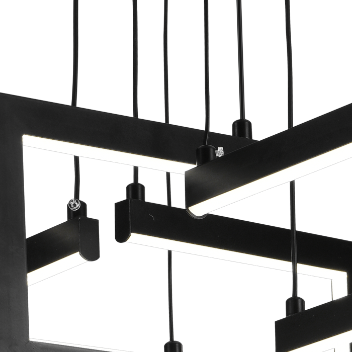 Lustra LED moderna 98W cu telecomanda, 4 brate, lumina dimabila rece calda neutra, negru [4]