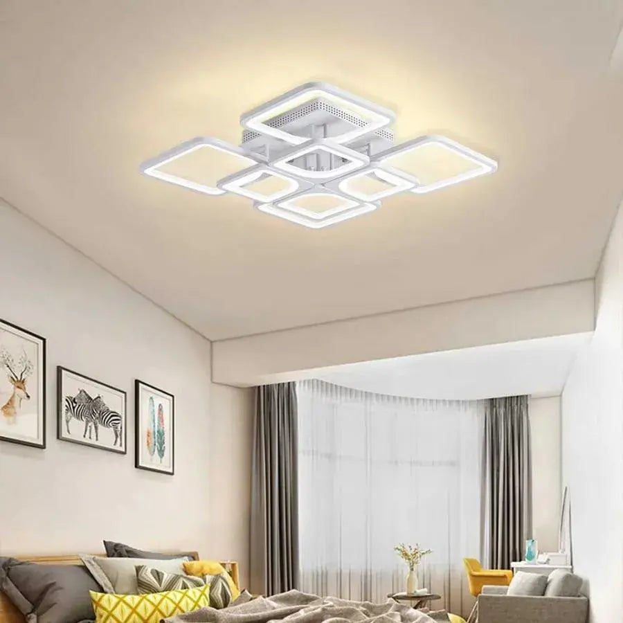 Lustra LED cu telecomanda ZOE 135W, 8 Patrate, lumina Rece/Calda/Neutra, Dimabila, Alb [1]