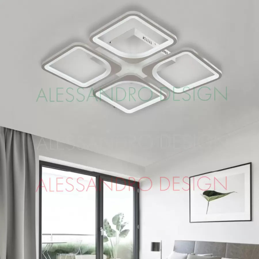 Lustra LED cu telecomanda ZOE 52W, 4 Patrate, lumina Rece/Calda/Neutra, Dimabila, Alb [1]