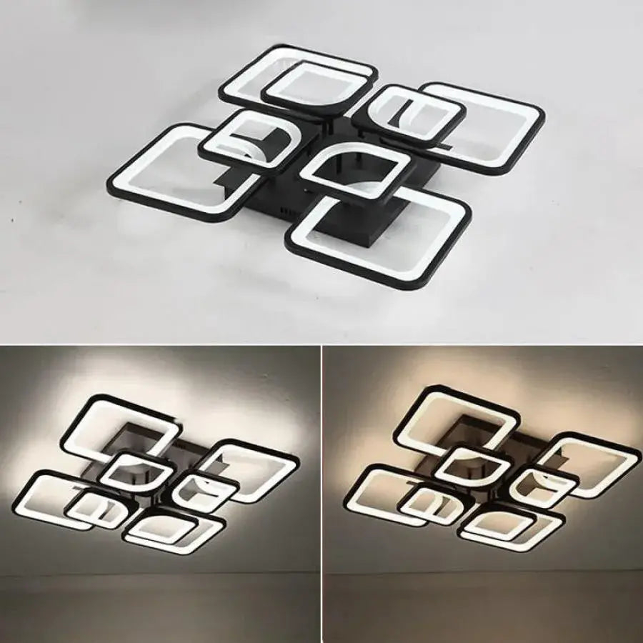 Lustră LED ZOE cu telecomandă – 8 pătrate, 130W, finisaj negru elegant, design modern [3]
