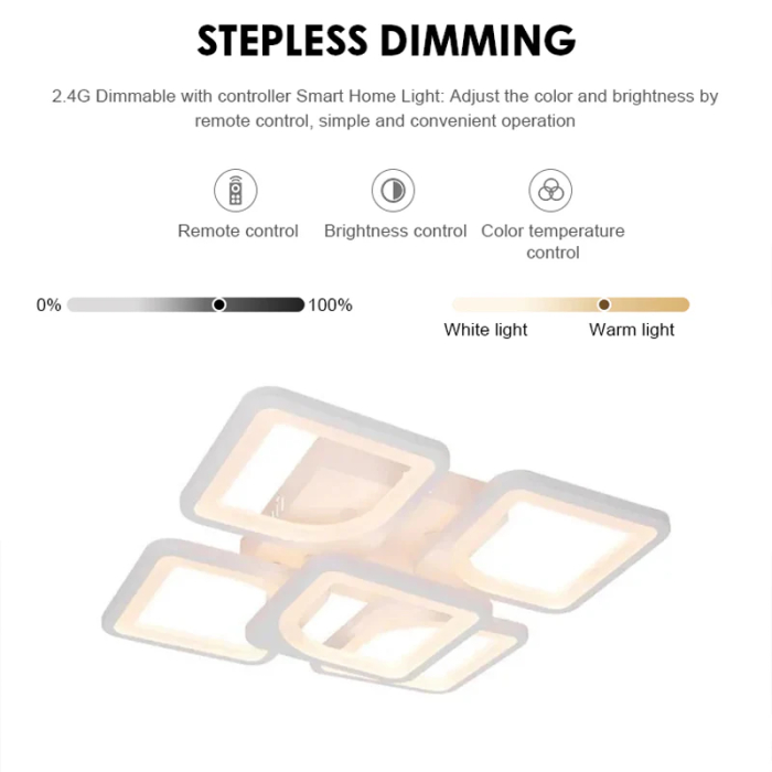 Lustra LED dimabila 75W 5 patrate telecomanda lumina reglabila alb [6]