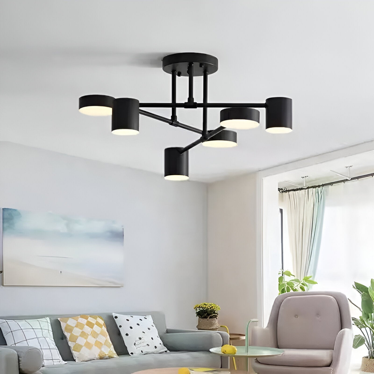 Lustra LED GALIOS 72W, 6 Elemente, lumina Rece/Calda/Neutra, Negru [1]