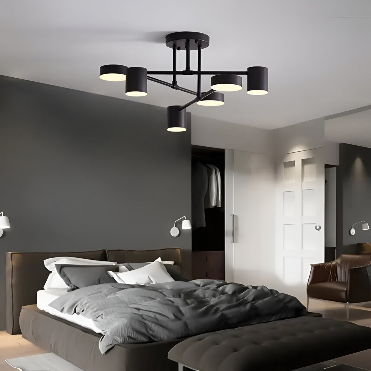 Lustra LED GALIOS 72W, 6 Elemente, lumina Rece/Calda/Neutra, Negru [3]