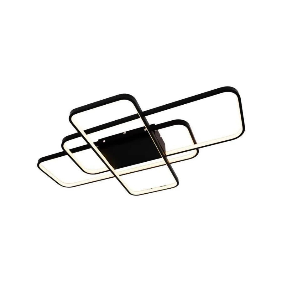 Lustra LED geometrica 96W cu telecomanda, 3 elemente, dimabila, negru modern [11]