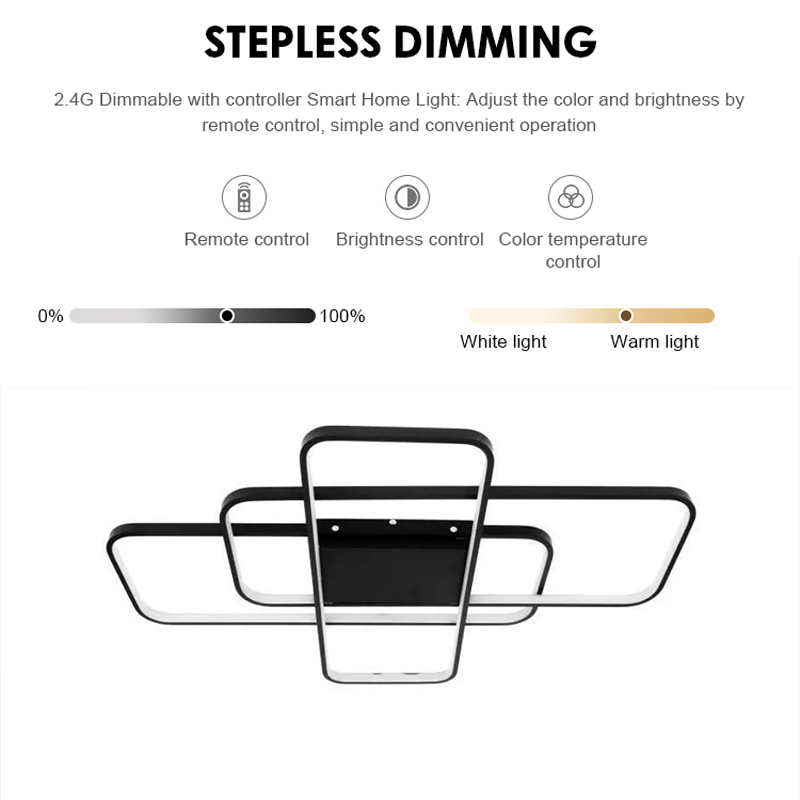 Lustra LED geometrica 96W cu telecomanda, 3 elemente, dimabila, negru modern [5]