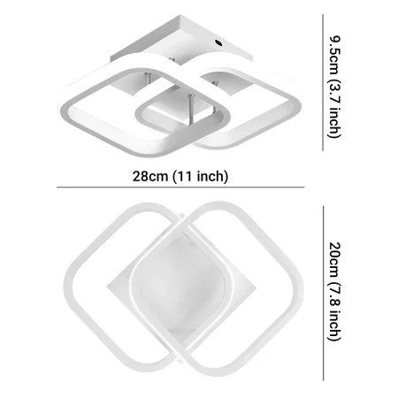 Lustra LED Moderna 24W Alb, 2 Romburi Suprapuse, Lumina Rece/Calda/Neutra, Design Minimalist pentru Hol, Bucatarie [5]