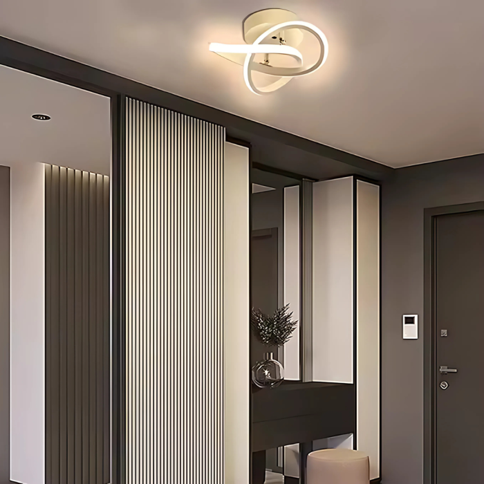 Lustra LED Alessandro 26W design ondulat, luciu alb, lumina reglabilă 3 tonuri, diametru 26cm [6]