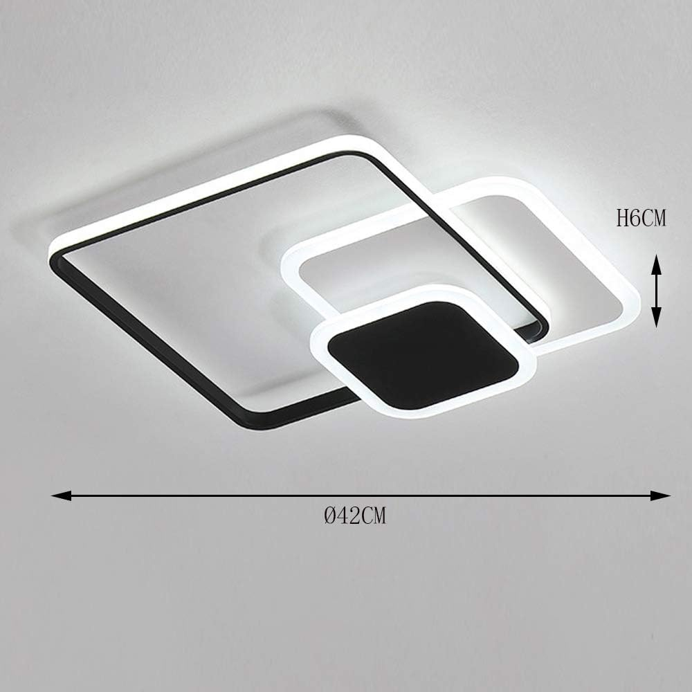 Lustra LED moderna 75W cu telecomanda, design abstract cu 3 patrate negre, dimabila, lumina rece/calda/neutra pentru living si spatii elegante [5]